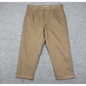 Alex Mill Pants Mens Size 34x25 Brown Twill Cuffed Pleated Stretch Preppy Chino